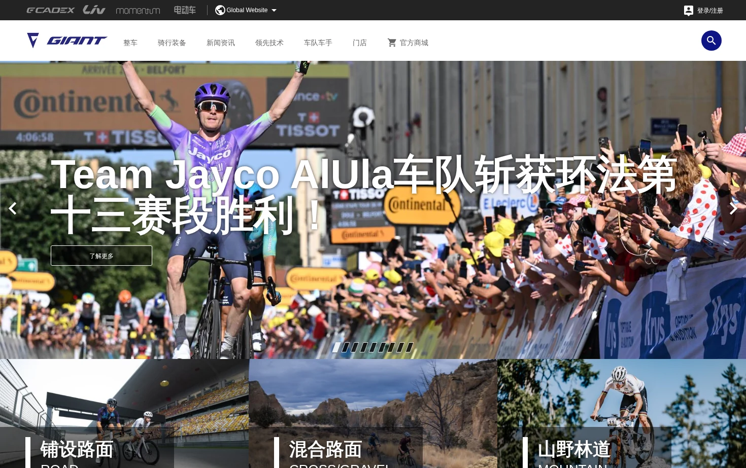 捷安特官网 页面快照
